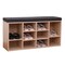 Basicwise Natural Wooden Shoe Cubicle Storage Entryway Bench with Soft Cushion for Seating QI003385 - alternate 1